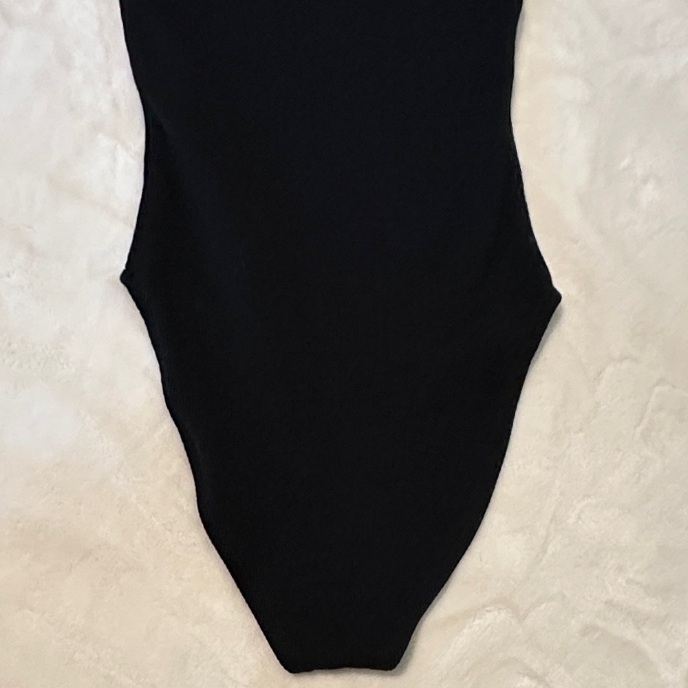 Black Ribbed Racerback Zara tank Bodysuit - Picture 9 of 9